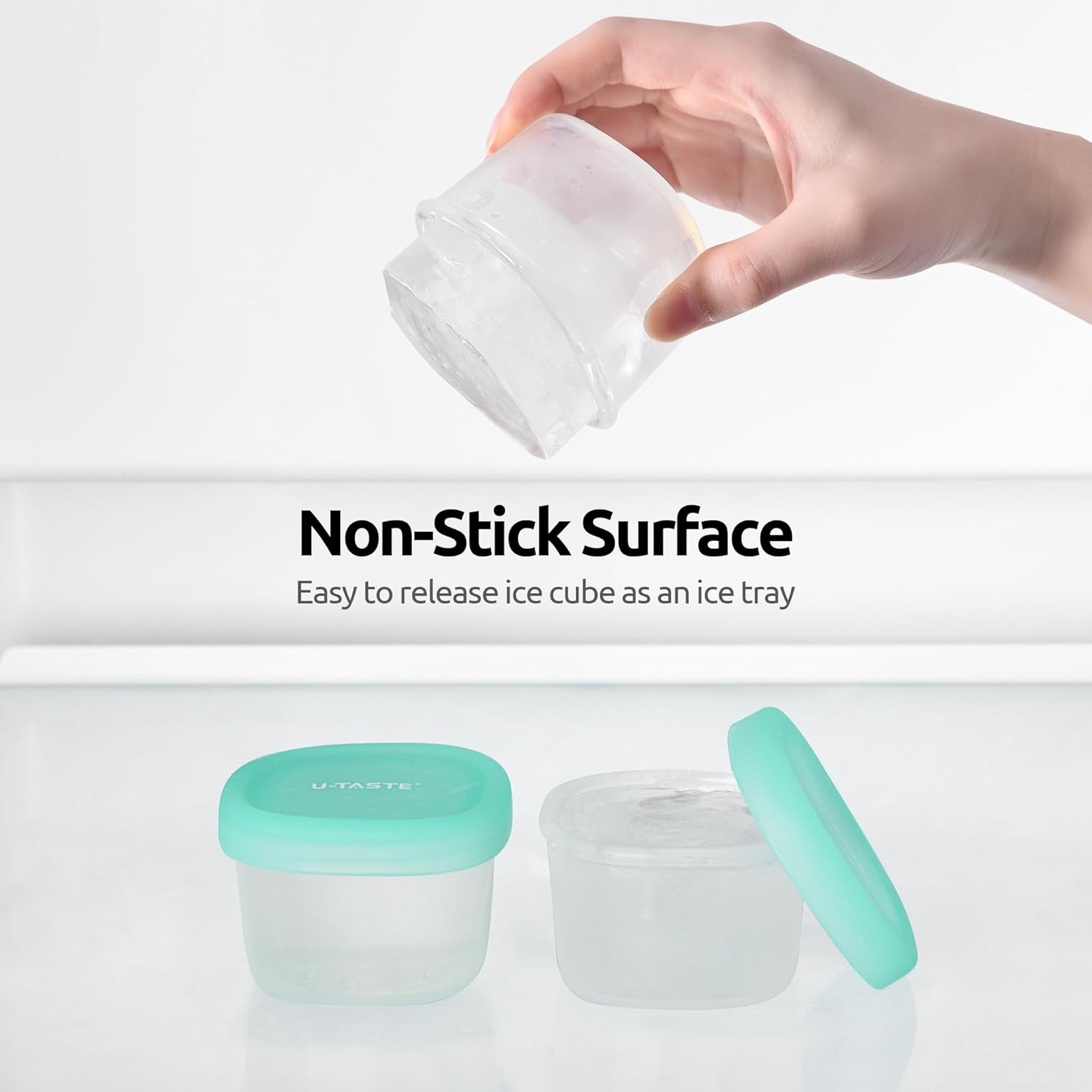 3oz 6oz Small Storage Containers: Food Grade Liquid-Silicone Freezer Box with Airtight Lid, Microwave Safe with Clear Measurements, Reusable for Meal Prepping Portion Set of 4, Aqua Sky
