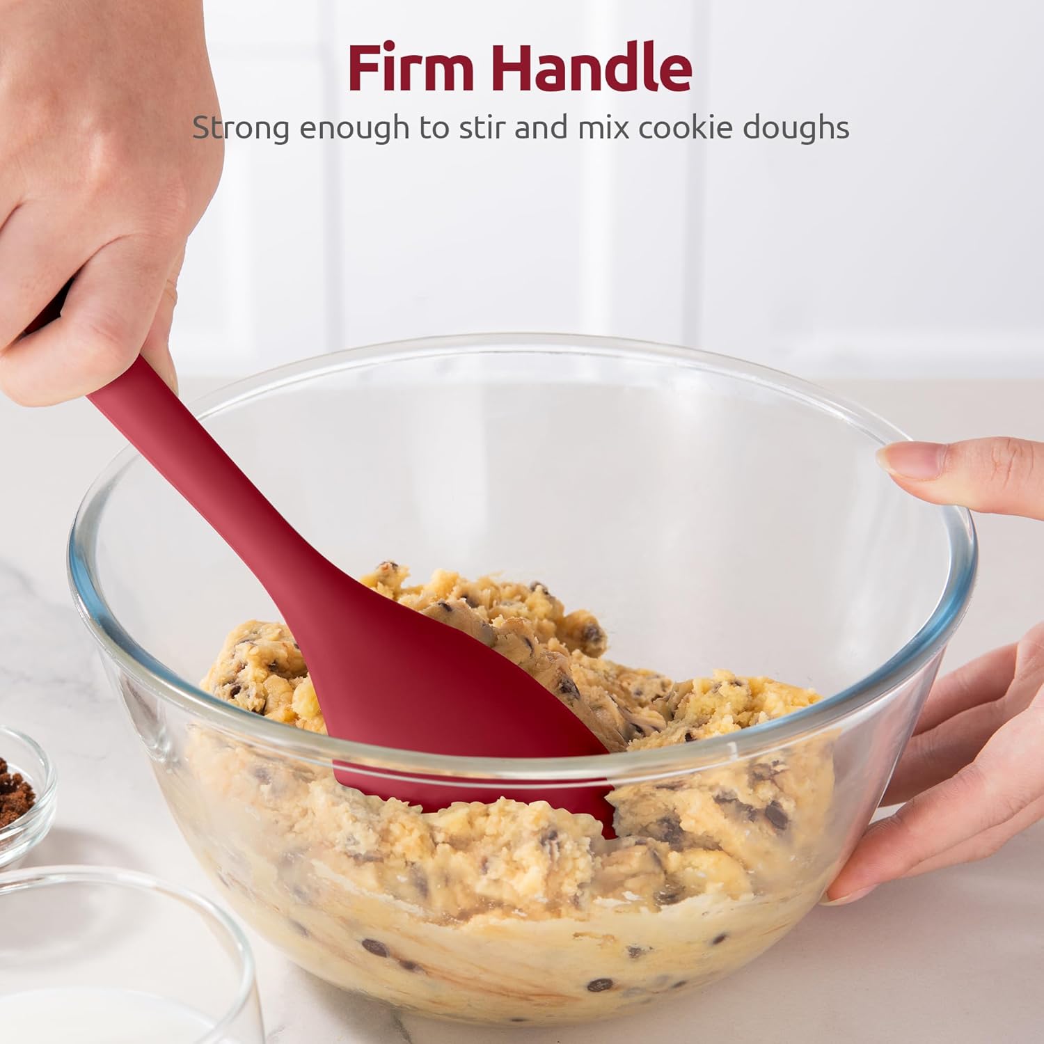 600ºF Heat Resistant Silicone Spoons: Flexible Baking Spoon Spatula & Cooking Scoop Spoonula, Seamless Soft Kitchen Utensils for Serving, Scraping, Scooping in Non-Stick Cookware Red
