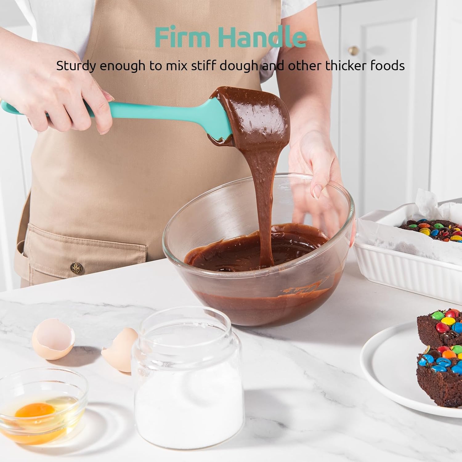 600ºF Heat Resistant Silicone Spatulas: Kitchen Cooking Mixing Utensils 4PCS, Aqua Sky and 8"+10"+12" Kitchen Cooking Tweezer: 18/8 Stainless Steel Food-Grade Metal Food Tong Pointed Tip