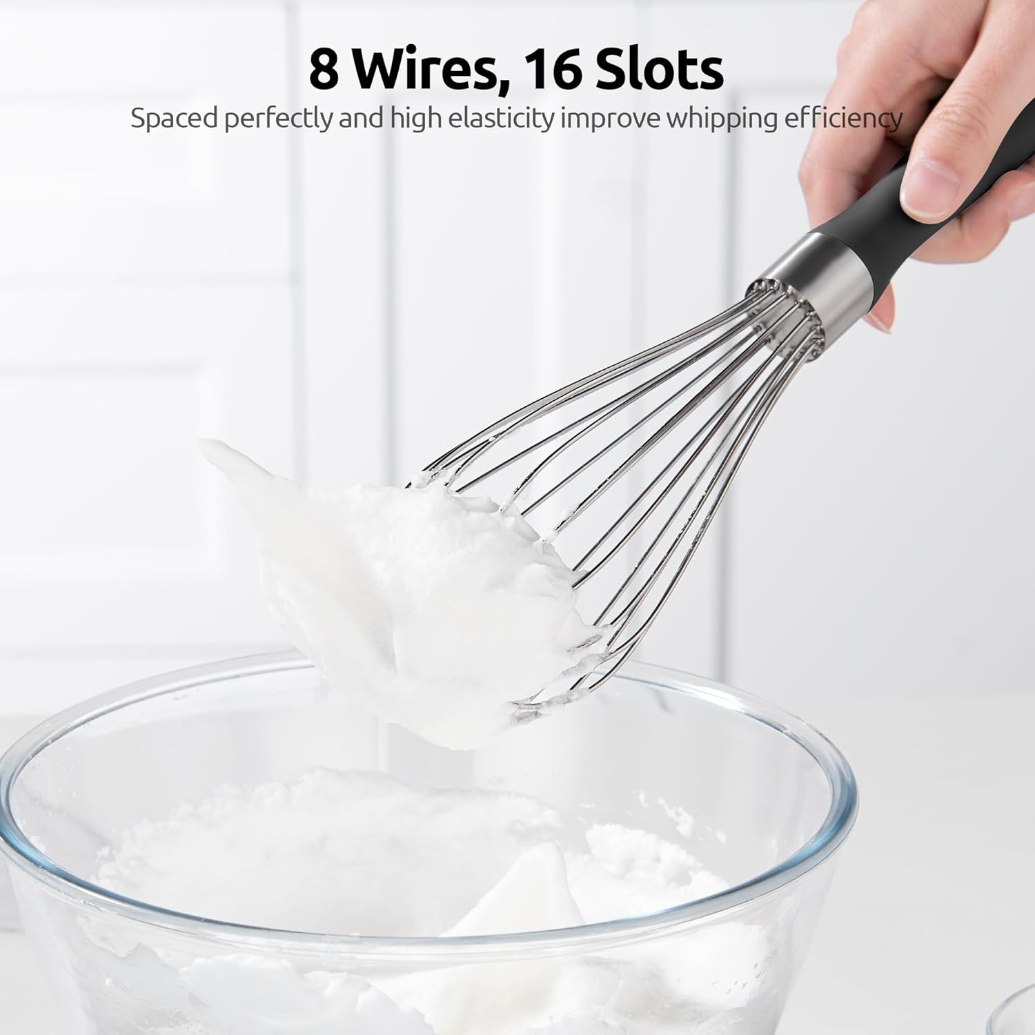Balloon Whisk for Cooking: 18/10 Stainless Steel Medium Kitchen Wire Whisk Black and 8"+10"+12" Kitchen Tweezer: 18/8 Stainless Steel Food-Grade Metal Food Tong Pointed Tip