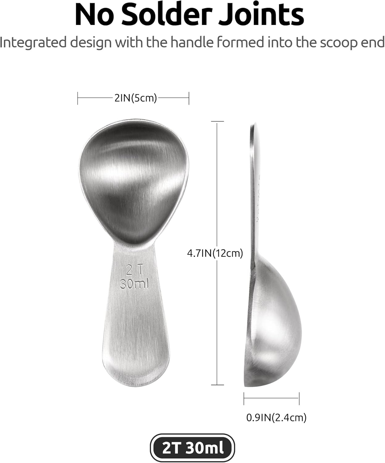 2 Tablespoon Metal Measuring Spoon Set of 2 with Short Handled Measure Scooper Silver, 2Tbsp/30ml and 8in Kitchen Plating Tweezer:18/8 Stainless Steel Food-Grade Metal Food Tong Round Tip
