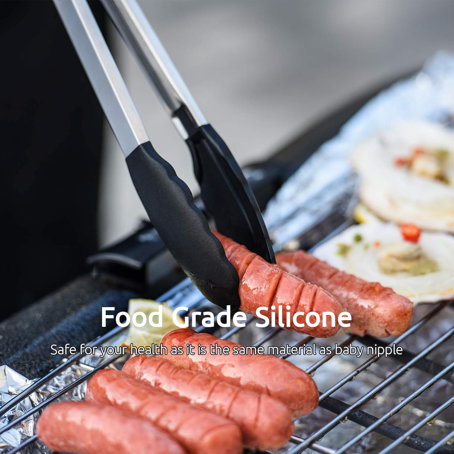 600ºF Heat Resistant 7/9/12 inches Silicone Cooking Tongs with Non Stick Rubber Tips Black and 8"+10"+12" Kitchen Tweezer Set: 18/8 Stainless Steel Food-Grade Metal Food Tong Pointed Tip