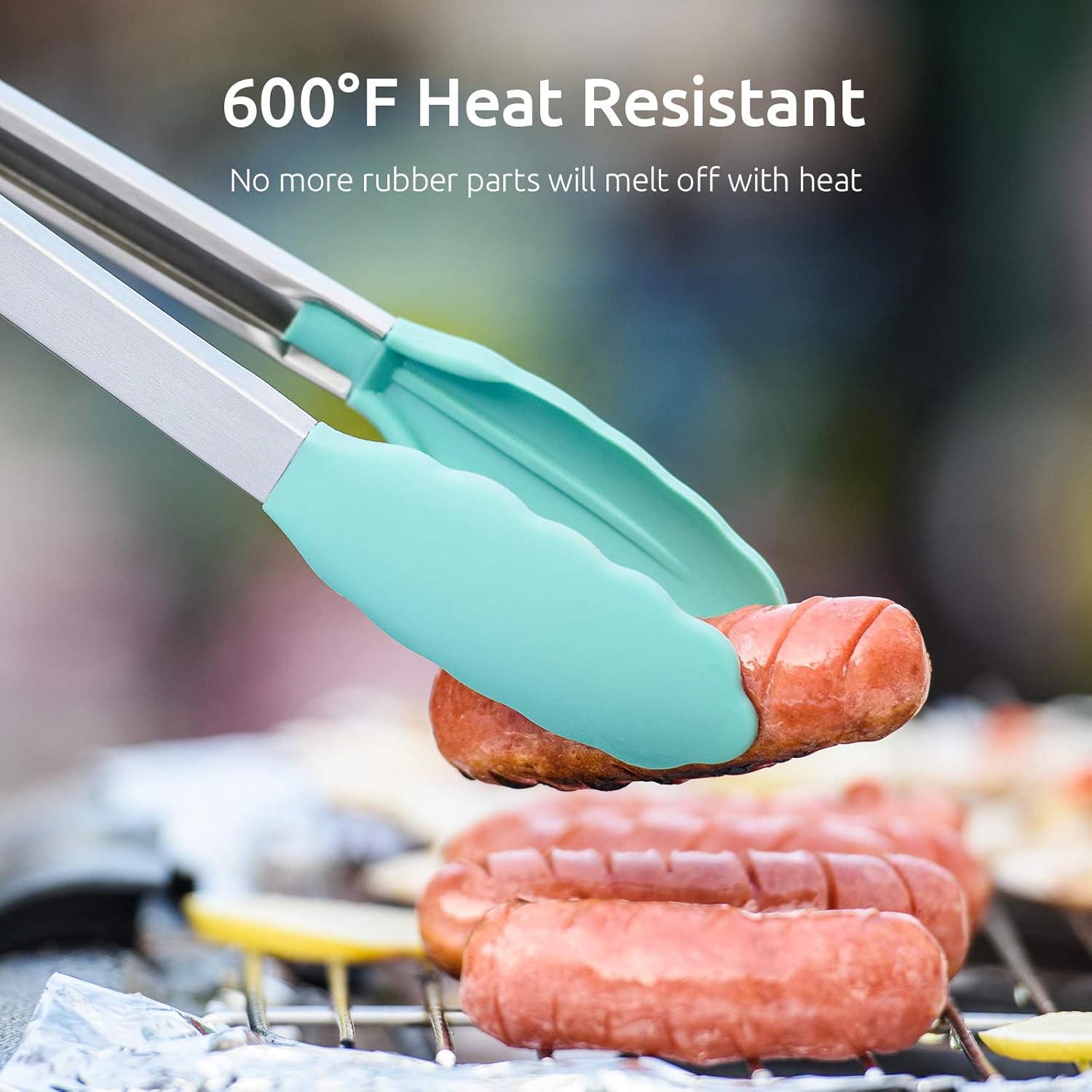 600ºF Heat Resistant 7/9/12 inches Silicone Cooking Tongs with Non Stick Rubber Tips Aqua Sky and 8"+10"+12" Kitchen Tweezer Set:18/8 Stainless Steel Food-Grade Metal Food Tong Pointed Tip