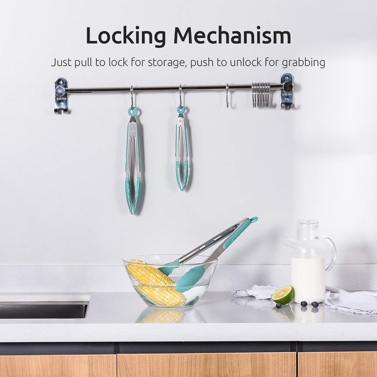 600ºF Heat Resistant 7/9/12 inches Silicone Cooking Tongs with Non Stick Rubber Tips Aqua Sky and 8"+10"+12" Kitchen Tweezer Set:18/8 Stainless Steel Food-Grade Metal Food Tong Pointed Tip