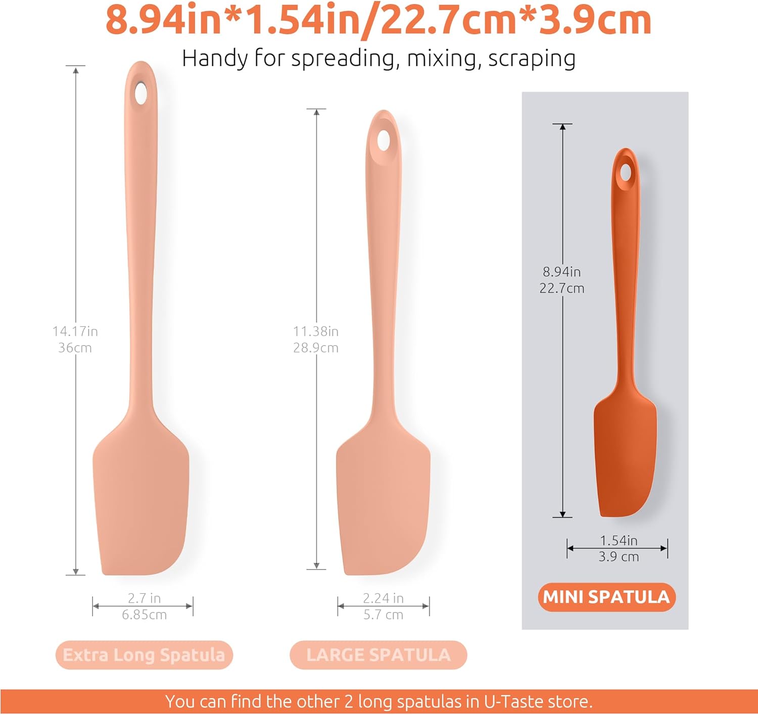 Small Mini Silicone Spatula: 9×2inch 600ºF Heat-Resistant Food-Grade Jar Scraper Orange and 8in Kitchen Plating Tweezer: 18/8 Stainless Steel Food-Grade Metal Food Tong Pointed Tip
