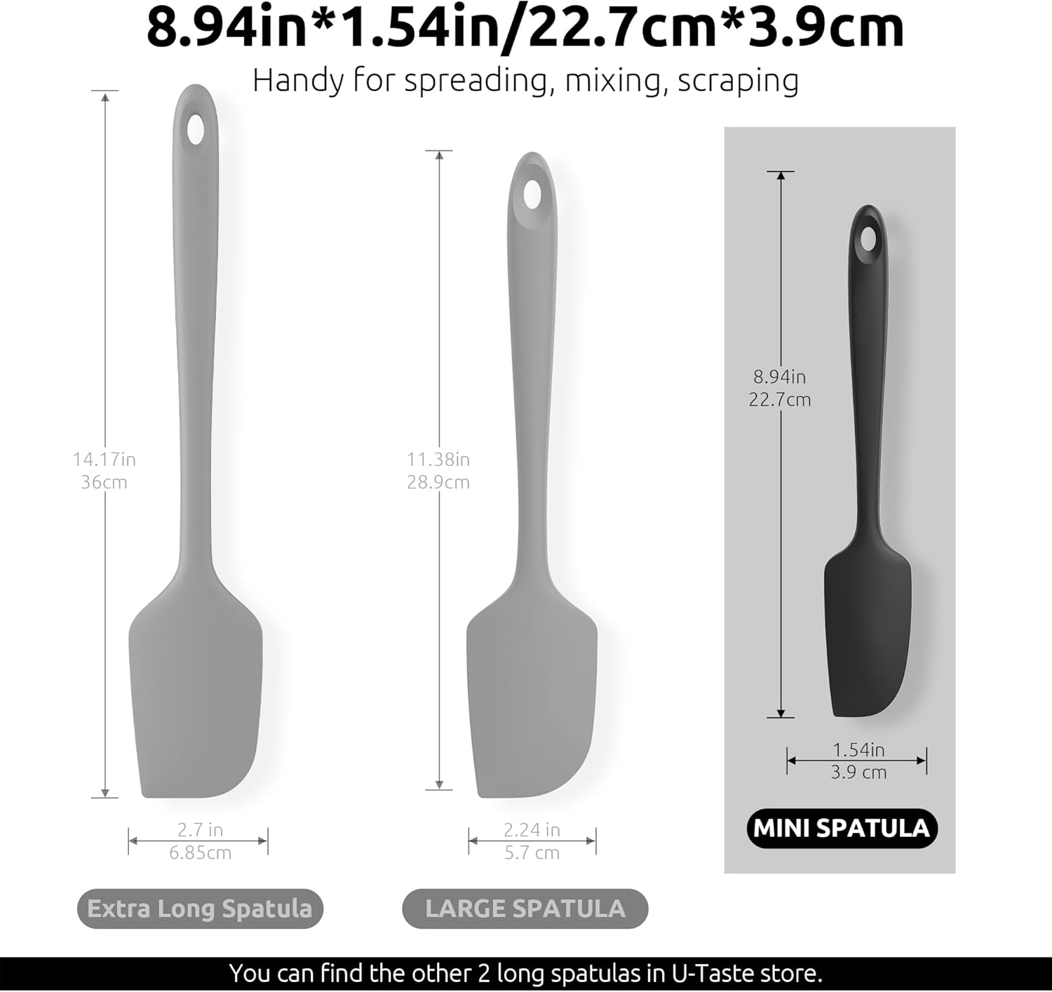 Small Mini Silicone Spatula: 9×2inch 600ºF Heat-Resistant Food-Grade Jar Scraper Black and 8in Kitchen Plating Tweezer: 18/8 Stainless Steel Food-Grade Metal Food Tong Pointed Tip