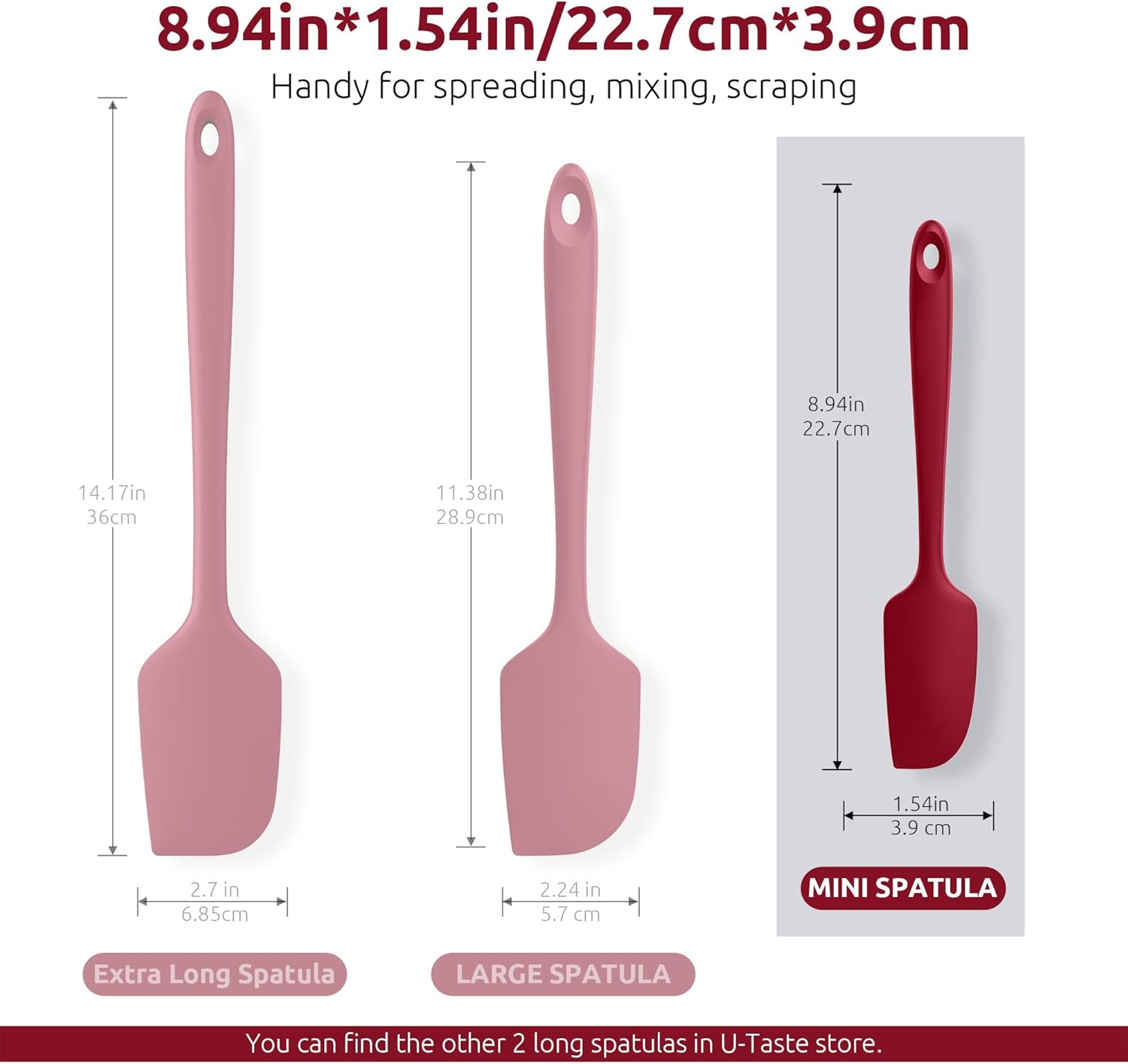Small Mini Silicone Spatula: 9×2inch 600ºF Heat-Resistant Food-Grade Jar Scraper Red and 8in Kitchen Plating Tweezer: 18/8 Stainless Steel Food-Grade Metal Food Tong Pointed Tip