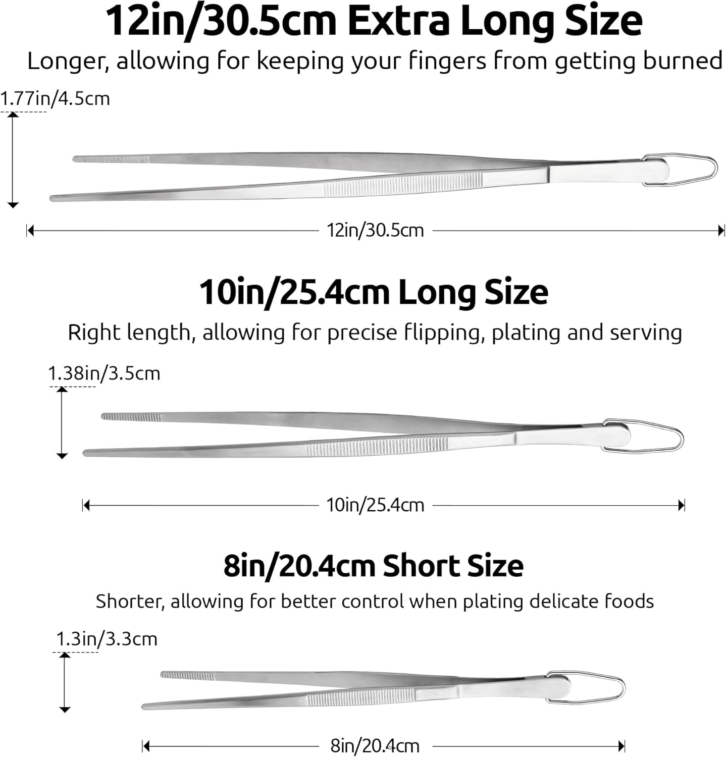 Small Mini Silicone Spatula: 9×2inch 600ºF Heat-Resistant Food-Grade Jar Scraper Purple and 8in Kitchen Plating Tweezer: 18/8 Stainless Steel Food-Grade Metal Food Tong Pointed Tip