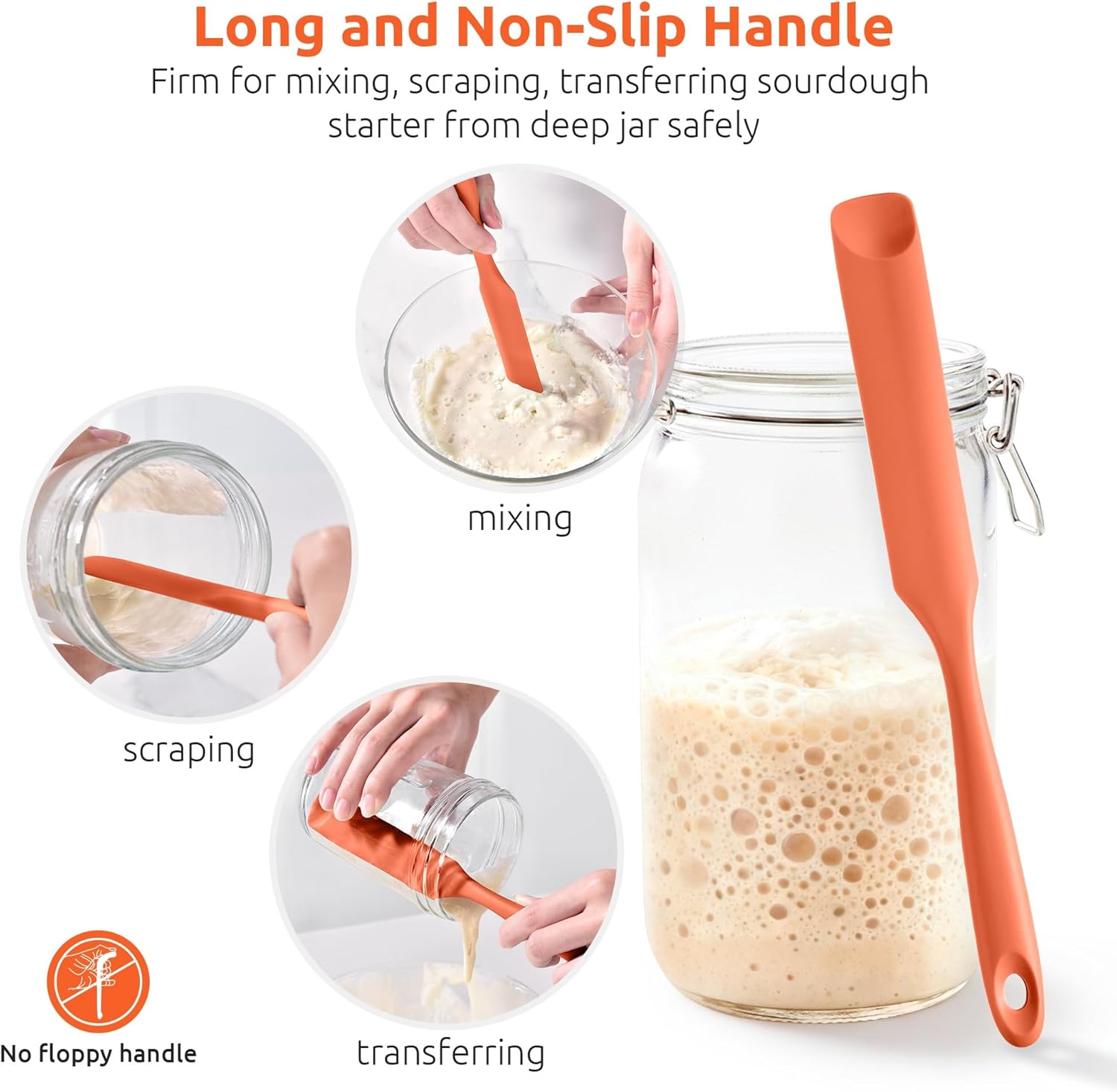 600ºF Heat-Resistant Food-Grade 10in Skinny Silicone Jar Spatula with Spoon Tip Orange and 10in Kitchen Cooking Tweezer: 18/8 Stainless Steel Food-Grade Metal Food Tong Round Tip