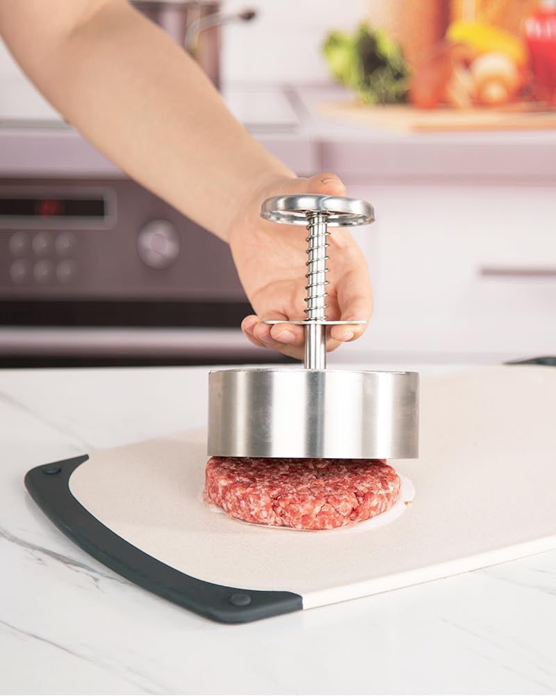 304 Stainless Steel Burger Press - 4.5" Hamburger Patty Maker, Heavy Duty Stainless Steel Burger Press for Ground Beef, Burgers Dishwasher Safe