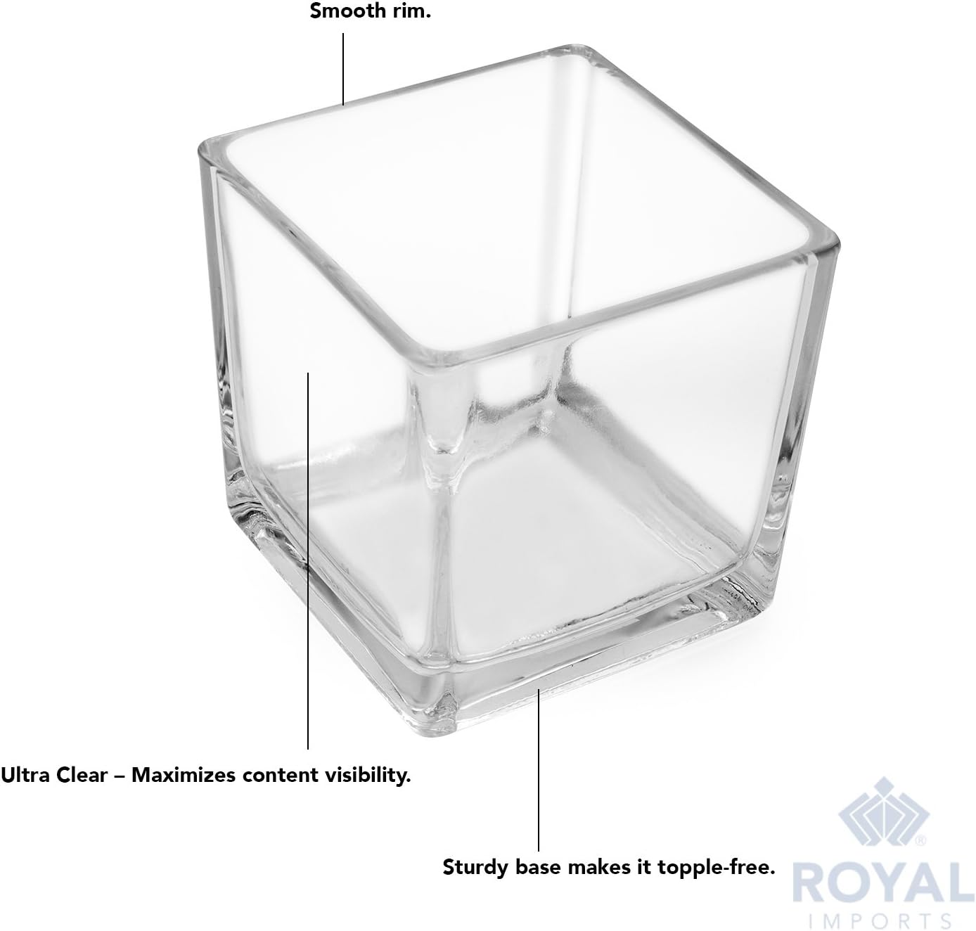 Flower Glass Vase Decorative Centerpiece for Home or Wedding - Clear Cube Shape, 2.5"x2.5"x2.5", Set of 12