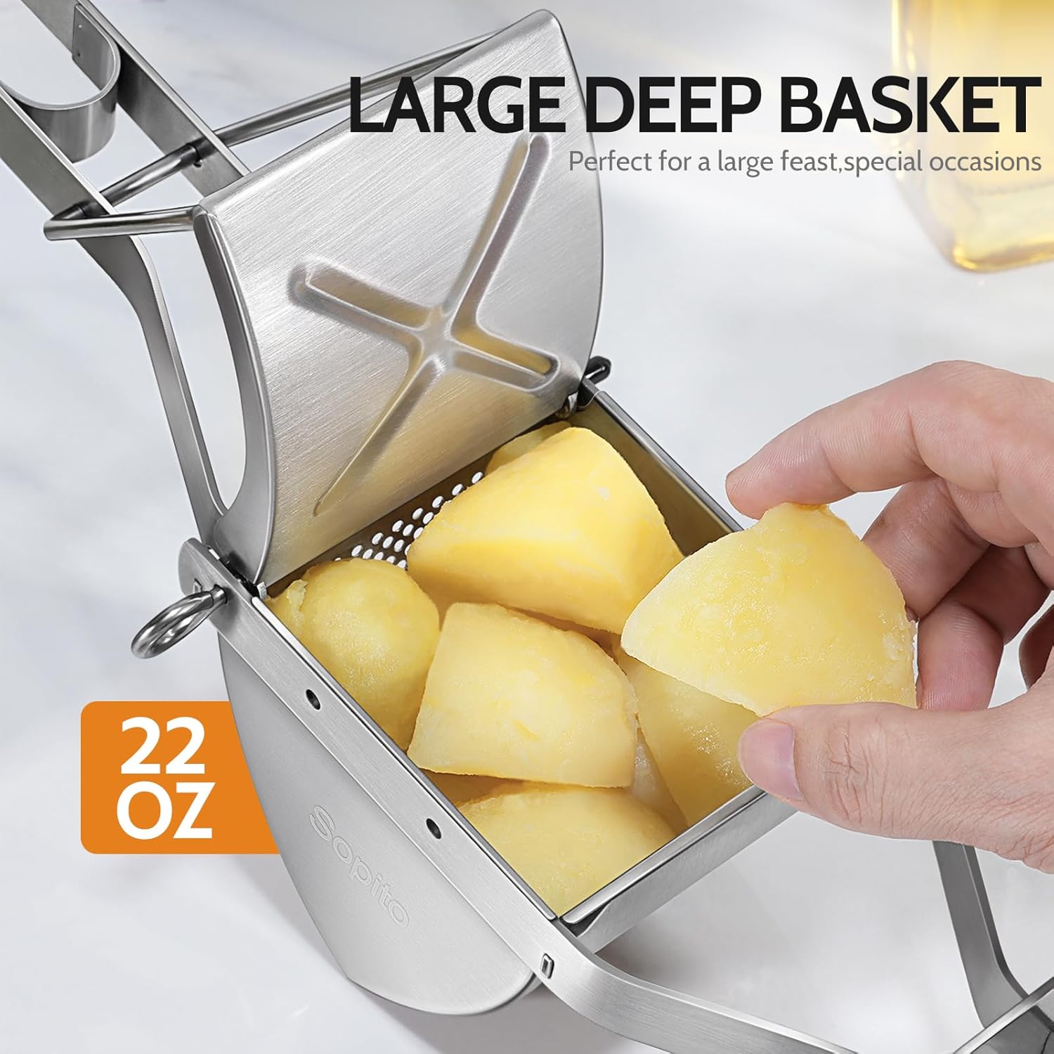 Potato Ricer, Stainless Steel Potato Masher for Commercial and Home Use