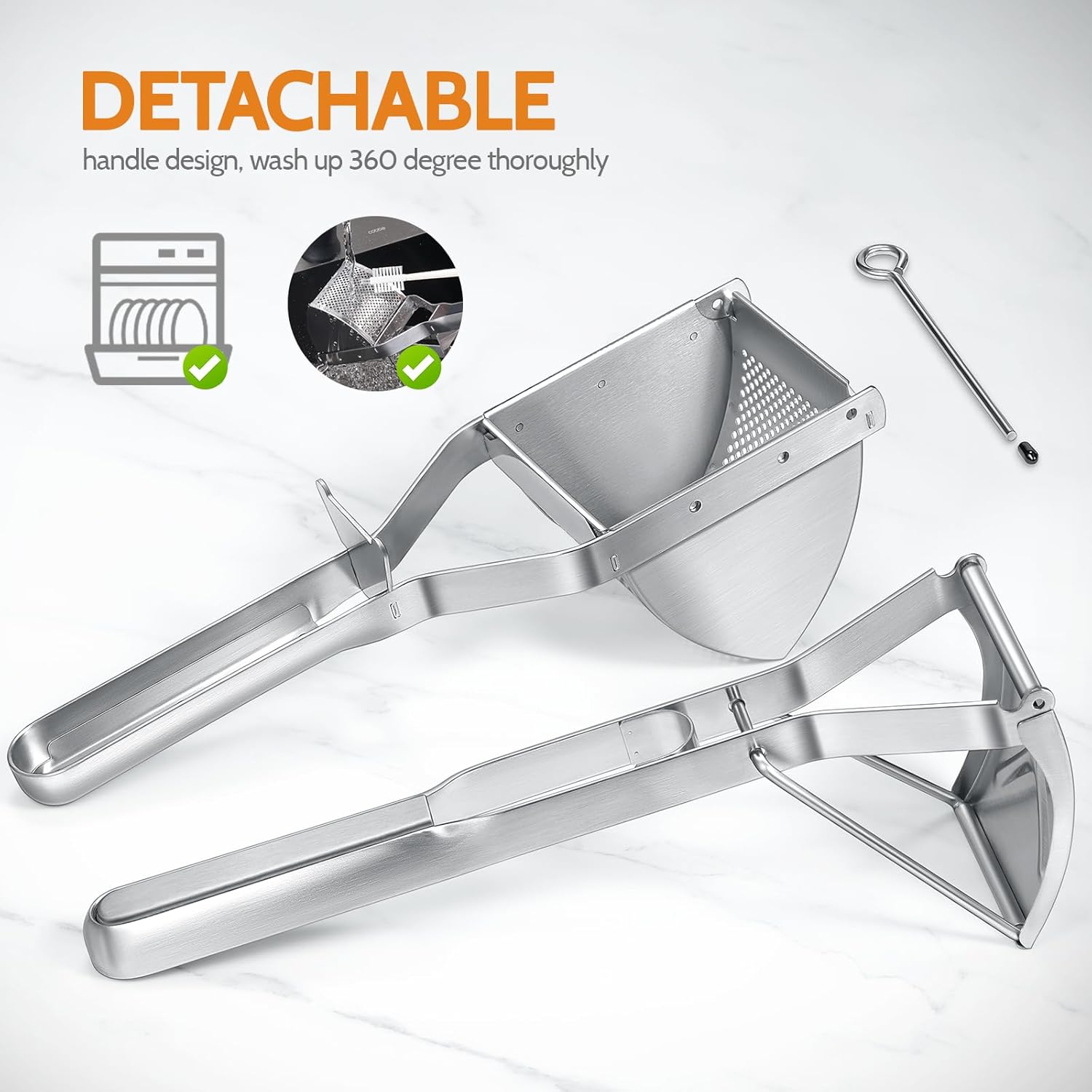 Potato Ricer, Stainless Steel Potato Masher for Commercial and Home Use
