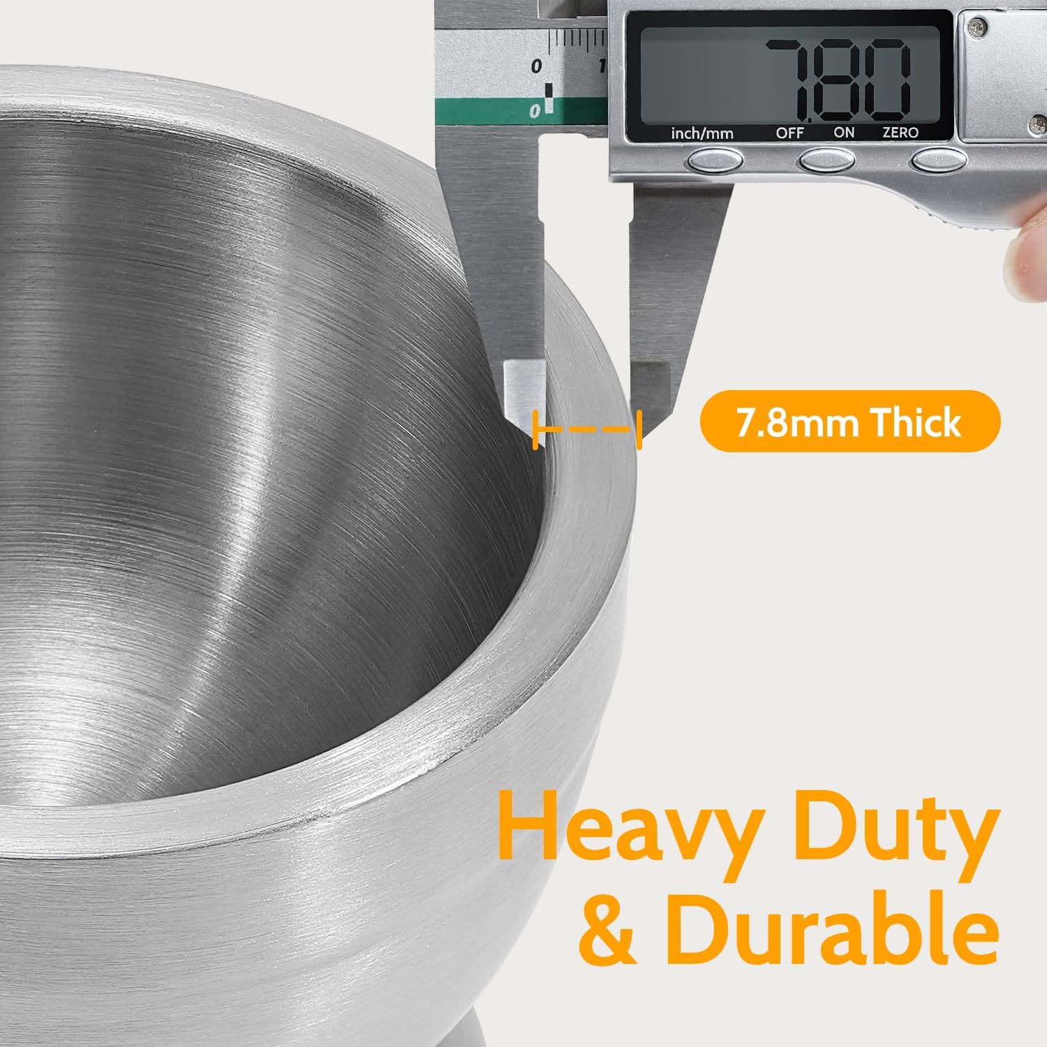 Mortar and Pestle, 18/8 Stainless Steel Spice Grinder Pill Crusher with Lid for Crushing Grinding Ergonomic Design with Anti Slip Base and Comfy Grip