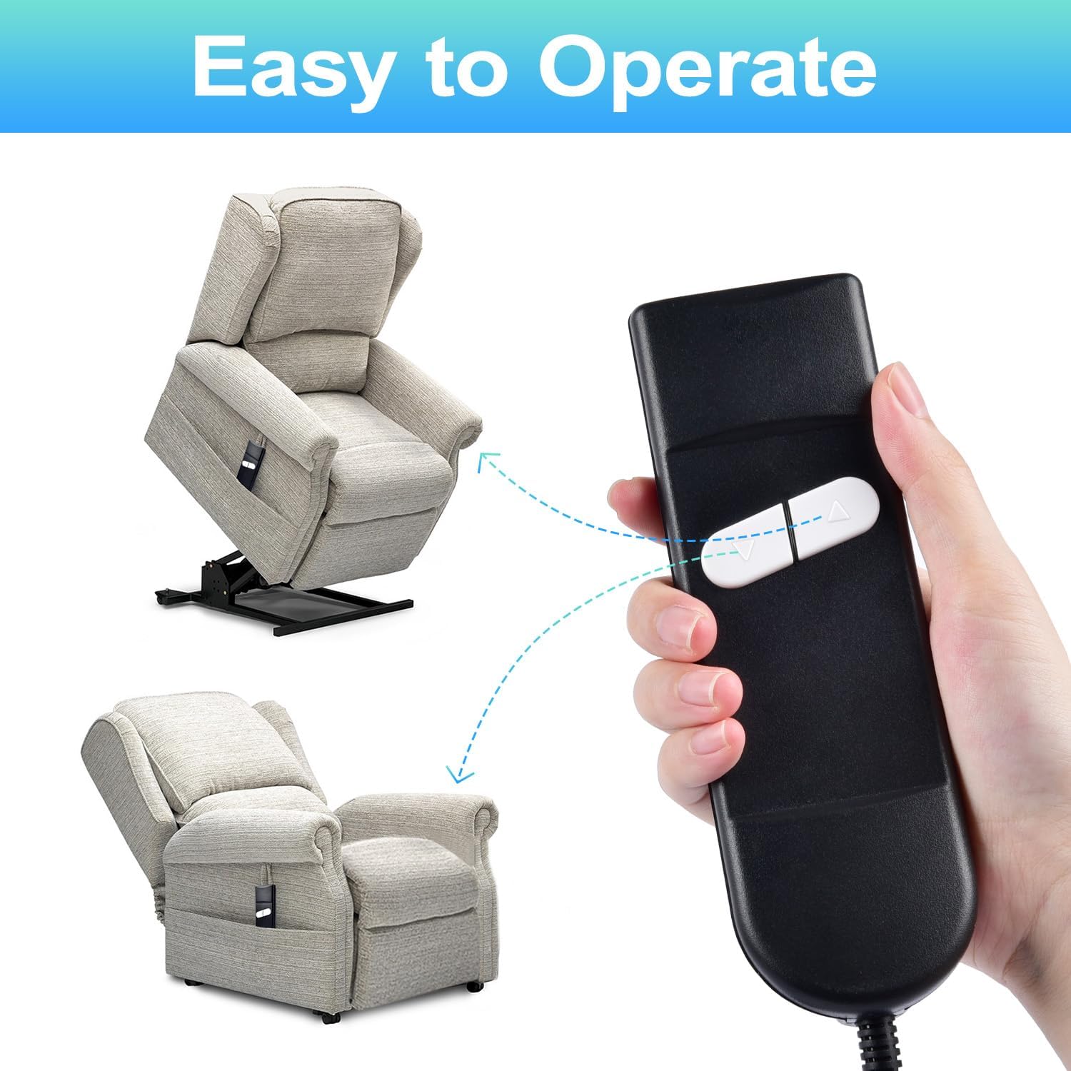 Recliner Remote Lift Chair Remote Replacement 2 Button Up/Down 5-Pin Hand Controller for Lazyboy, Golden Limoss OKIN