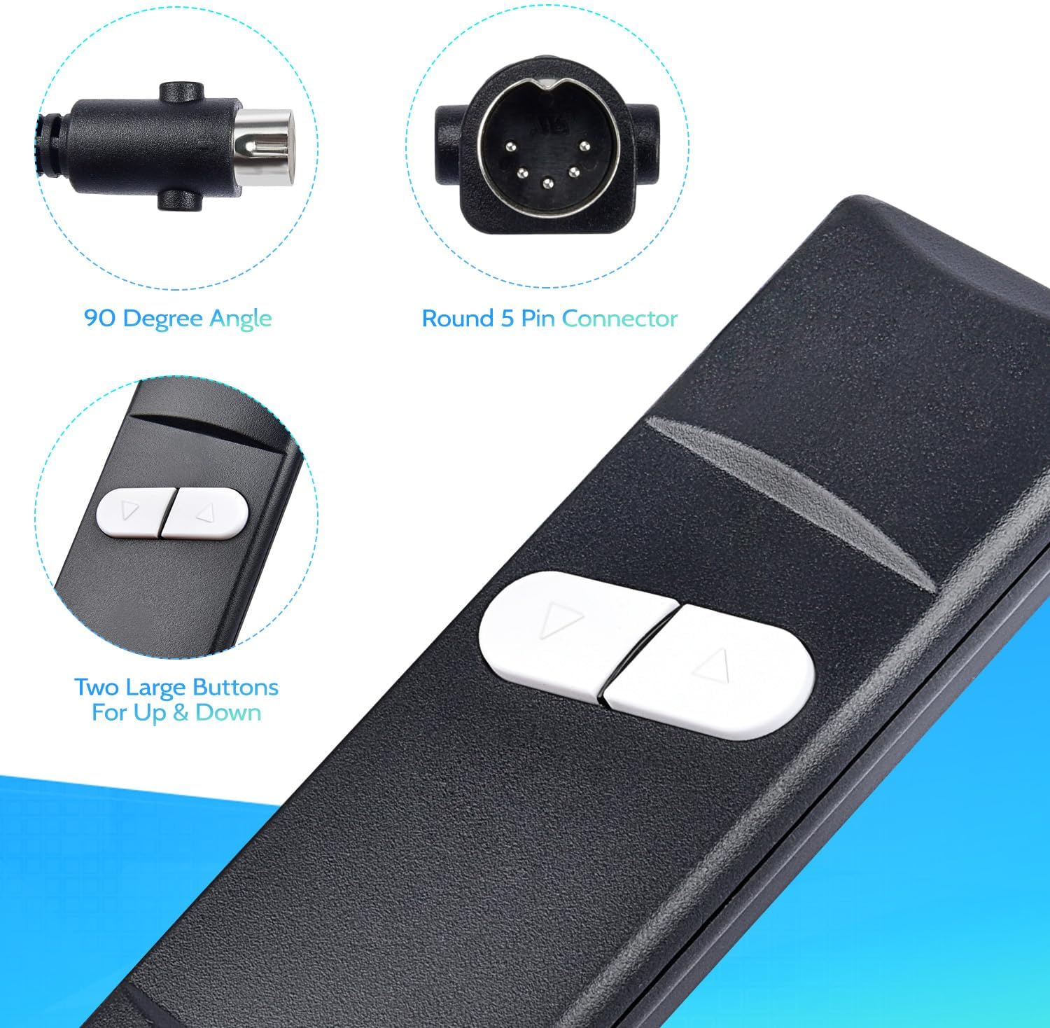 Recliner Remote Lift Chair Remote Replacement 2 Button Up/Down 5-Pin Hand Controller for Lazyboy, Golden Limoss OKIN