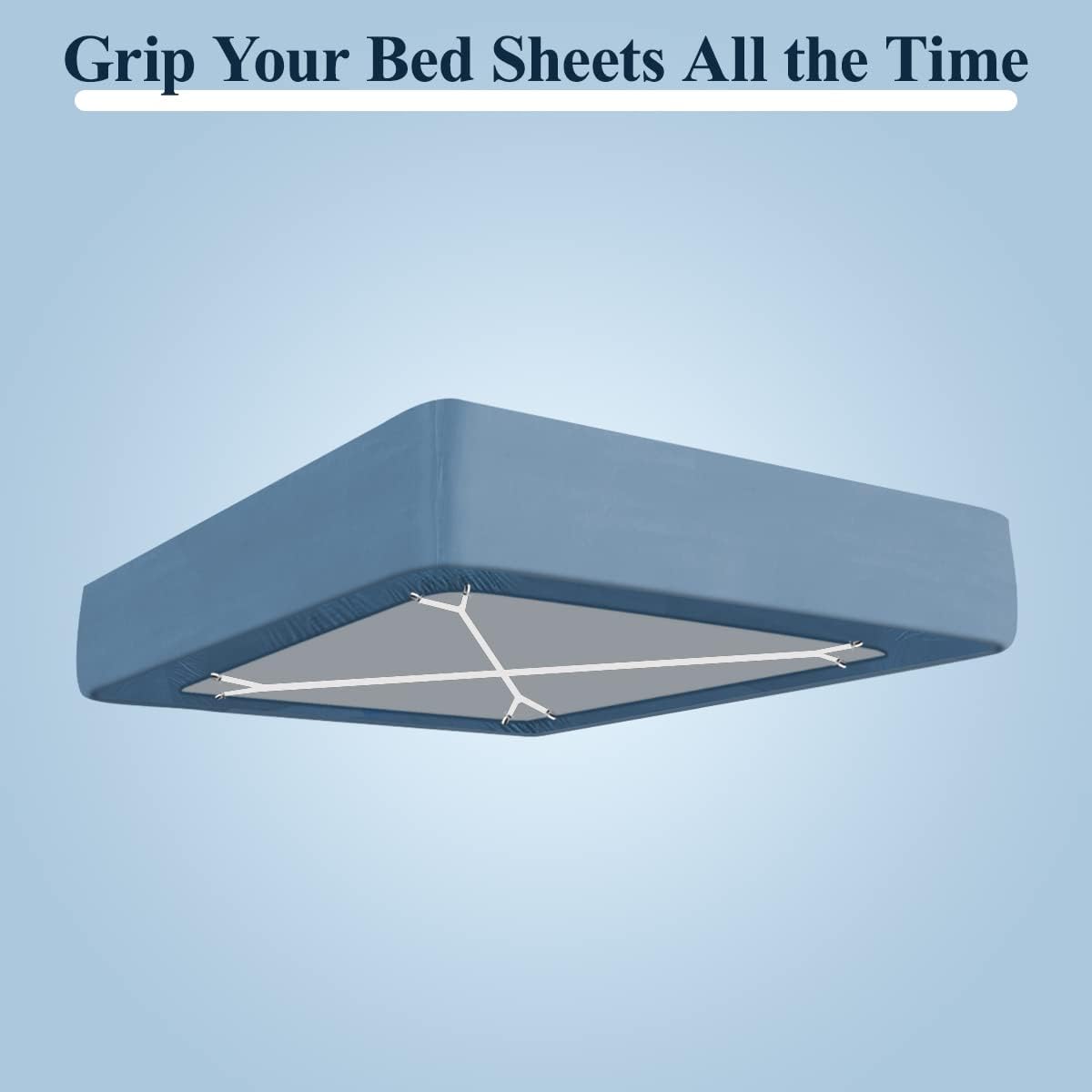 8+2 Pieces Bed Sheet Holder Straps Bed Sheet Fasteners Suspenders Holder Straps Adjustable Crisscross Elastic Band Fitted Sheets Corner Straps Grippers Clip, White