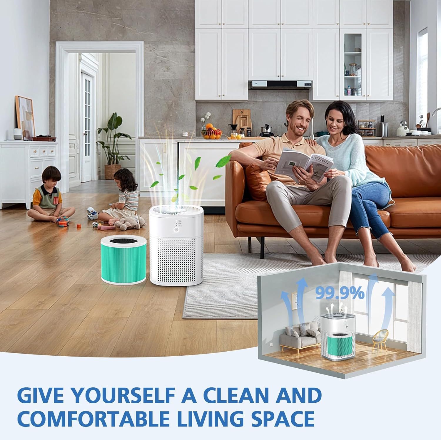 HY1800 Replacement Filter Compatible with CHIVALZ/MORENTO/Loytio/Honeyuan/AYAFATO/IOIOW HY1800 Air Purifier 2 Pack