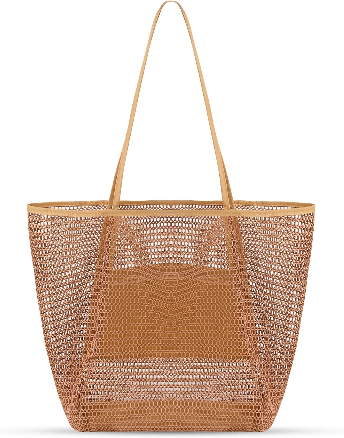 Mesh Beach Bag, Beach Bags for Women, Woven Straw Beach Tote Bag Waterproof with Inner Pocket, Packable Beach Bag