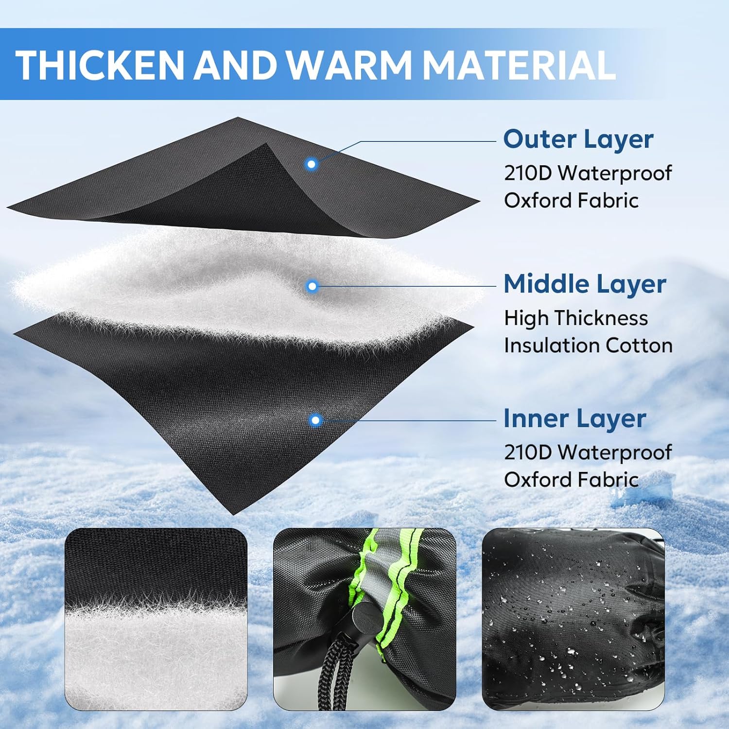 Outdoor Faucet Cover for Winter - 4 Packs 7.09''W x 10.24''H Water Socks Freeze Protection Pipe Insulation Reusable Waterproof Insulated Spigot Backflow Cover