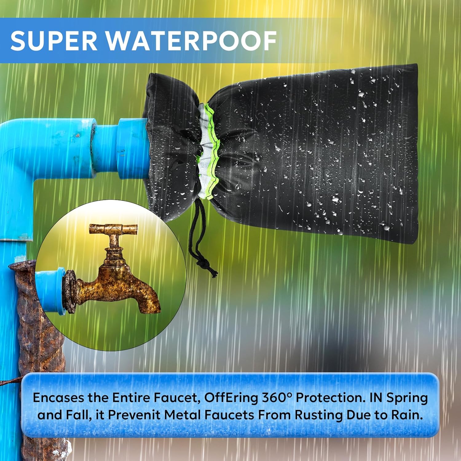 Outdoor Faucet Cover for Winter - 4 Packs 7.09''W x 10.24''H Water Socks Freeze Protection Pipe Insulation Reusable Waterproof Insulated Spigot Backflow Cover
