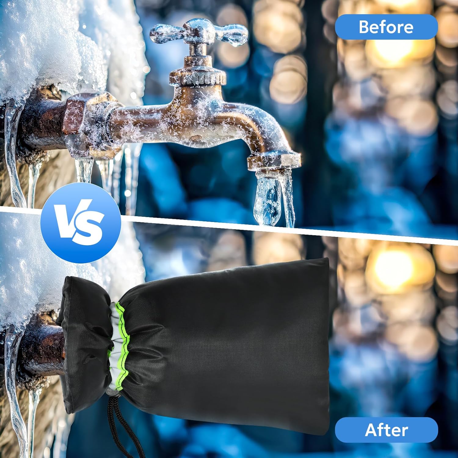 Outdoor Faucet Cover for Winter - 4 Packs 7.09''W x 10.24''H Water Socks Freeze Protection Pipe Insulation Reusable Waterproof Insulated Spigot Backflow Cover