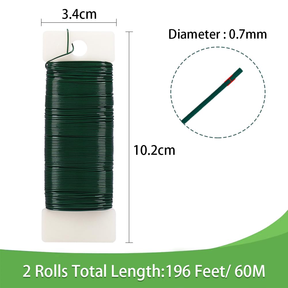 328 Feet 22 Gauge Floral Wire with Cutter and 3 Pack Green Floral Wire