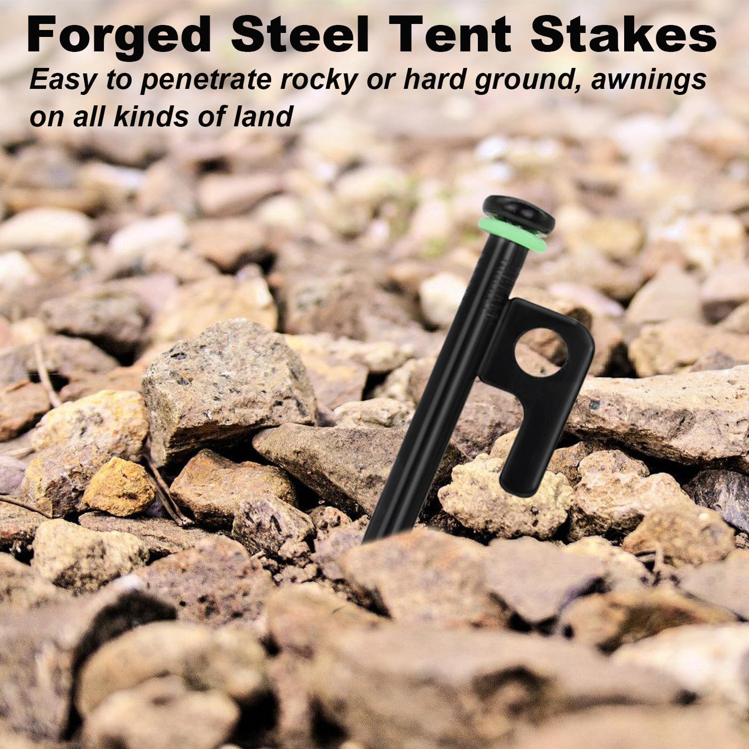 20Pcs Tent Stakes, 16in Heavy Duty Tent Stakes, Dia 0.35" Forged Steel Stakes Heavy Duty for Tent Used on Rocks, Grassland, Snowfield 20Pcs 16in Stakes