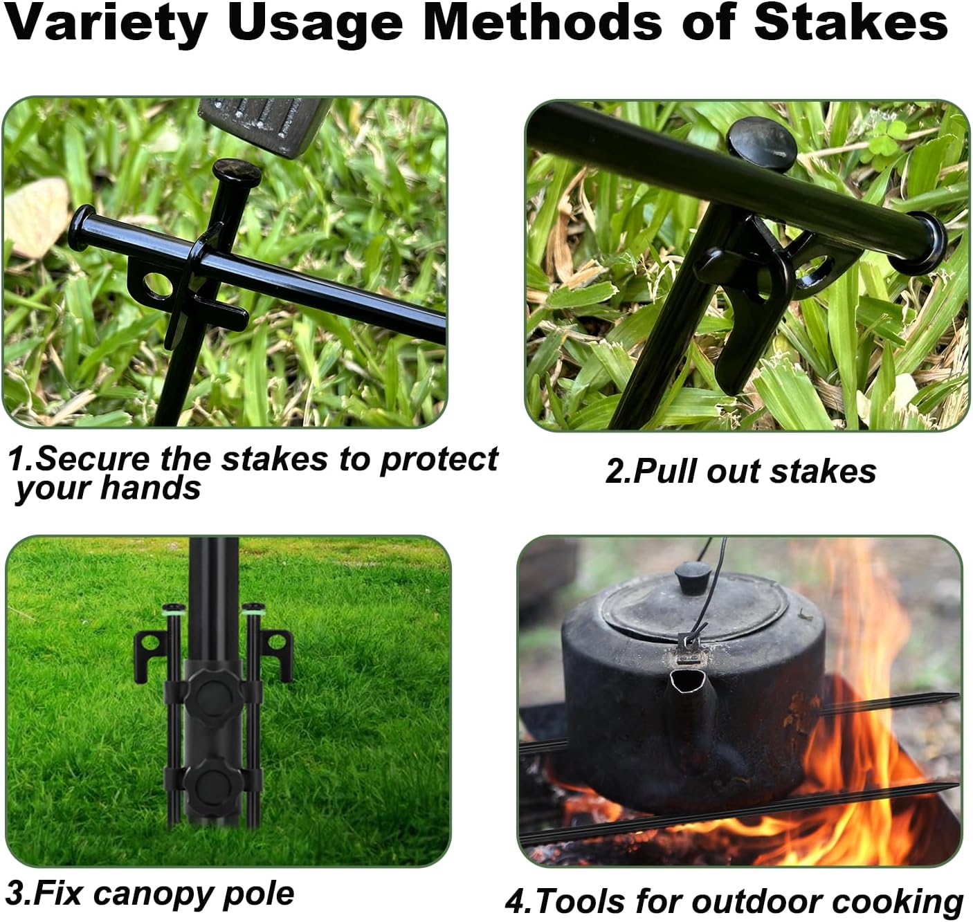 20Pcs Tent Stakes, 16in Heavy Duty Tent Stakes, Dia 0.35" Forged Steel Stakes Heavy Duty for Tent Used on Rocks, Grassland, Snowfield 20Pcs 16in Stakes