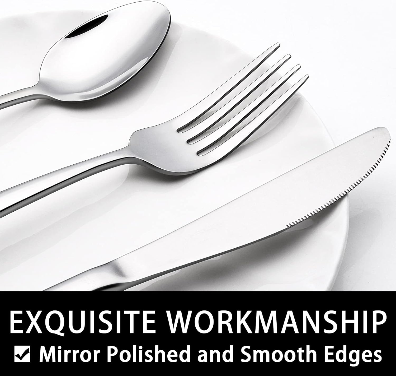 40-Piece Silverware Set with Organizer, Heavy Duty Stainless Steel Flatware Set for 8, Food-Grade Tableware Cutlery Set, Utensil Sets for Home Restaurant, Mirror Finish, Dishwasher Safe