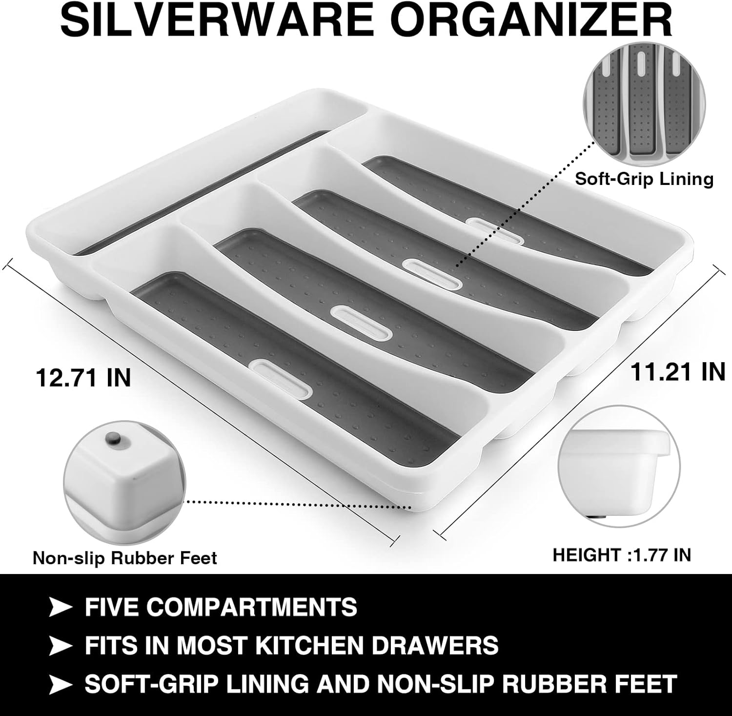 40-Piece Silverware Set with Organizer, Heavy Duty Stainless Steel Flatware Set for 8, Food-Grade Tableware Cutlery Set, Utensil Sets for Home Restaurant, Mirror Finish, Dishwasher Safe