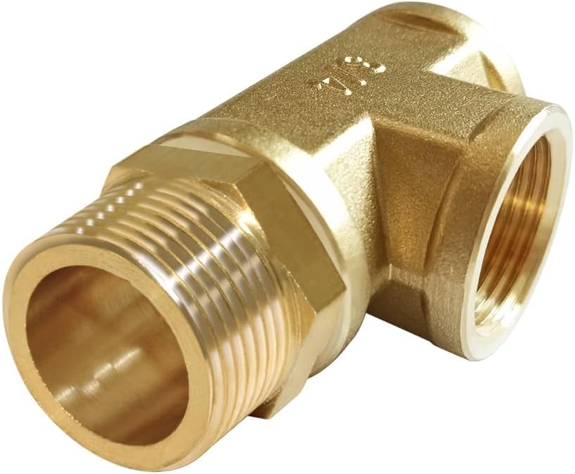 Brass Tee Pipe Fitting Barstock 3 Way 3/4" NPT Female x 3/4" NPT Female x 3/4" NPT Male Hose Fitting