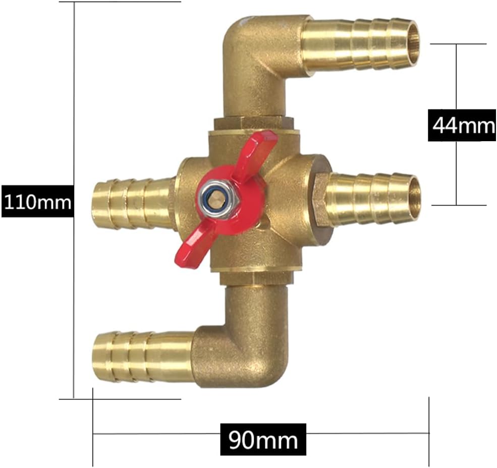 All Solid Brass Body Automobile Integrated 4-Way Heating Water Manual Control Valve 5/8” 16mm OD Barb