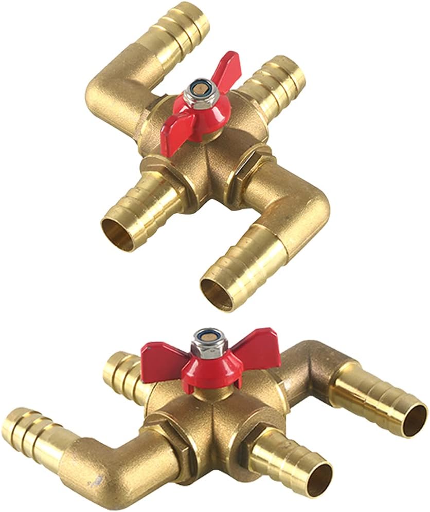 All Solid Brass Body Automobile Integrated 4-Way Heating Water Manual Control Valve 5/8” 16mm OD Barb
