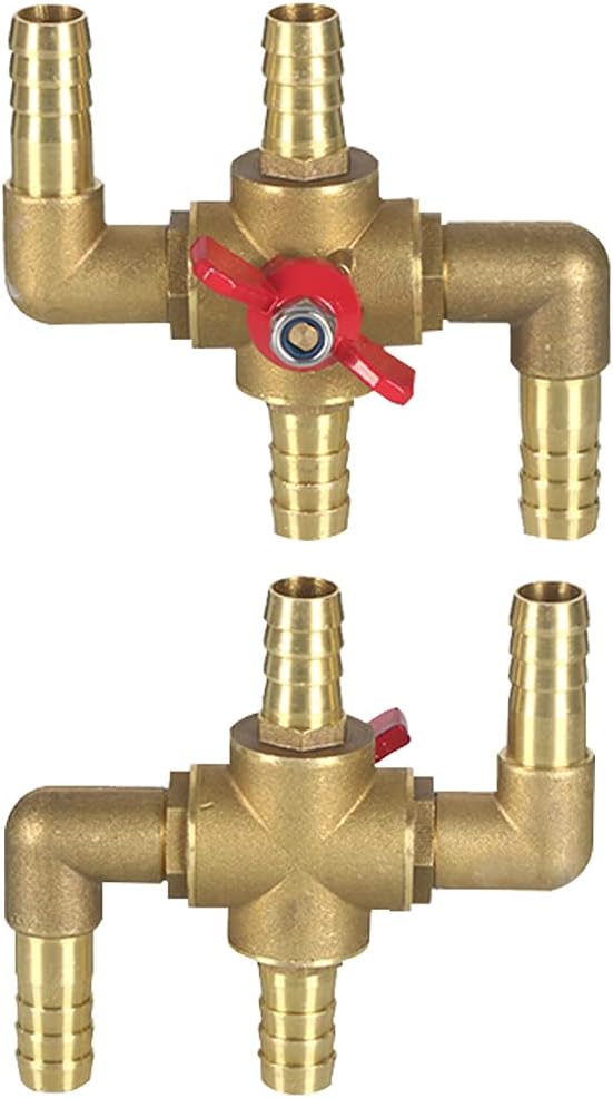 All Solid Brass Body Automobile Integrated 4-Way Heating Water Manual Control Valve 5/8” 16mm OD Barb