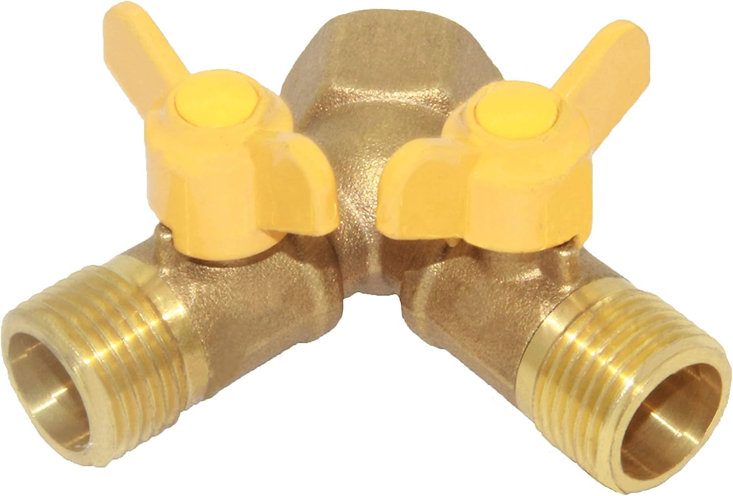 3 Way Split Brass Shut Off Ball Valve Fitting G 1/2" Male x Male x 1/2" Female Thread Y Shaped Type Union Intersection with 2 Switch