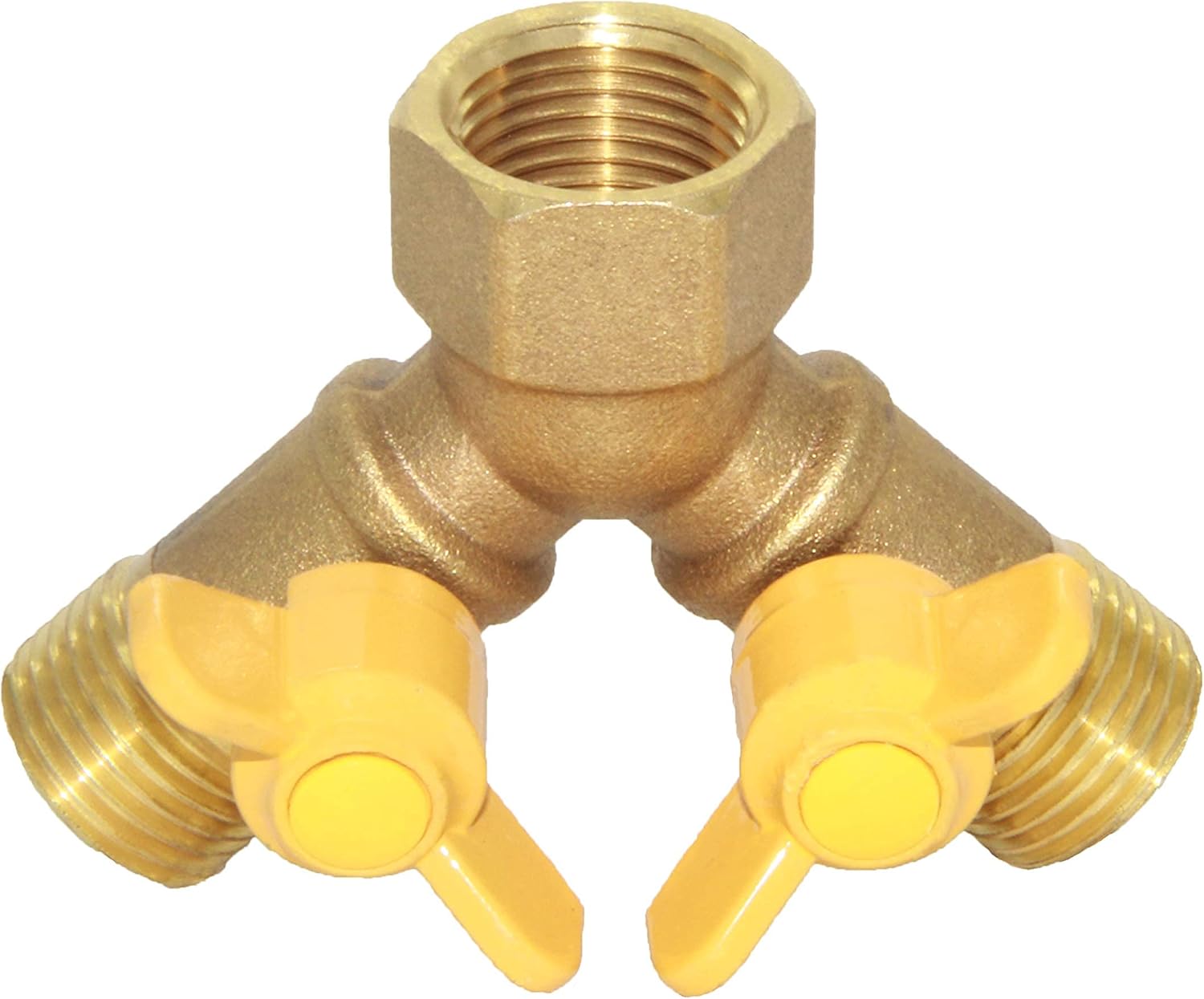 3 Way Split Brass Shut Off Ball Valve Fitting G 1/2" Male x Male x 1/2" Female Thread Y Shaped Type Union Intersection with 2 Switch