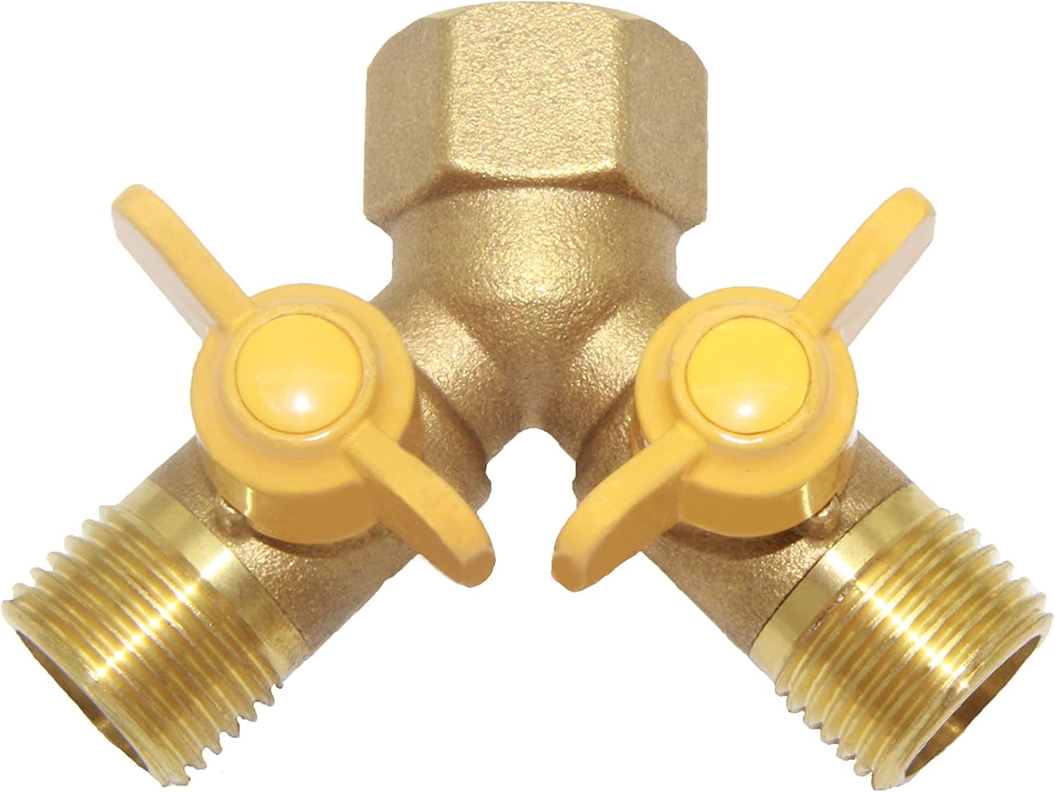 3 Way Split Brass Shut Off Ball Valve Fitting G 1/2" Male x Male x 1/2" Female Thread Y Shaped Type Union Intersection with 2 Switch