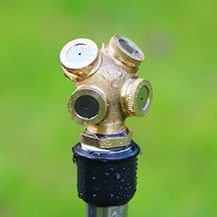Brass Misting Spray Nozzle 1/2" NPT Male 4-Holes Garden Sprinklers Irrigation Connector Water Sprinklers Mister Heads Fitting with Filter Mesh Pack of 3