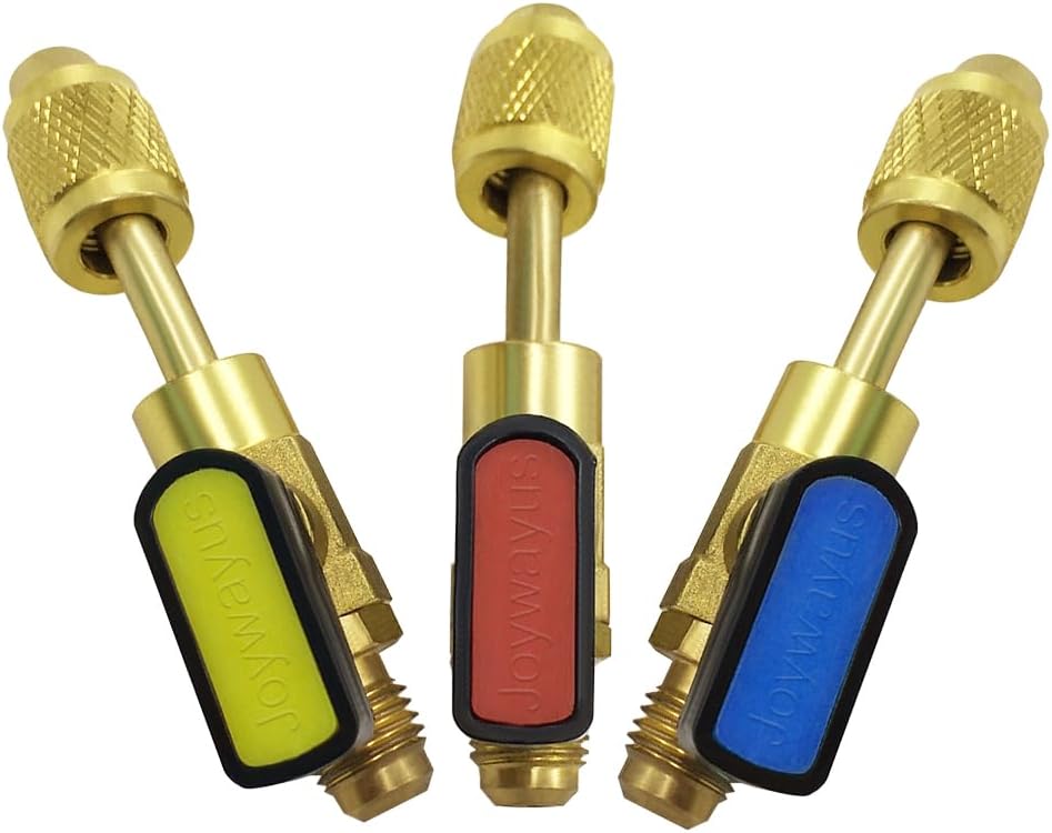 3PCS Air Conditioning Refrigerant Angled Ball Valve 1/4" SAE for HVAC R410A R134A R12 R22 R502 Charging Hoses AC Refrigerant Tools
