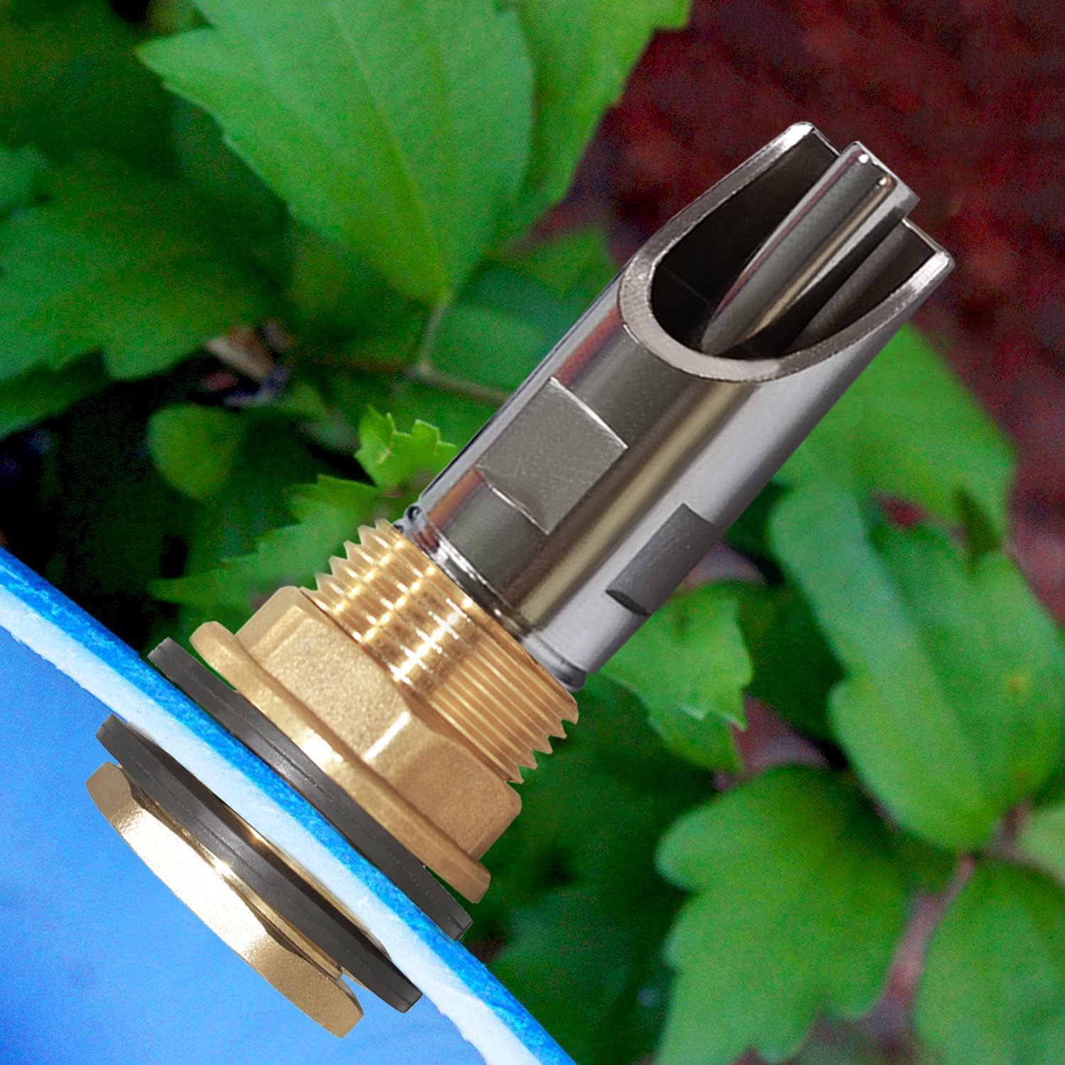 5PCS 1/2 Stainless Steel Automatic Pig Nipple Water Drinker Feeder Waterer + 5PCS 1/2 Female to 3/4 Male Brass Water Tank Connector Bulkhead Fitting Kit for Sows Piglets Drinking