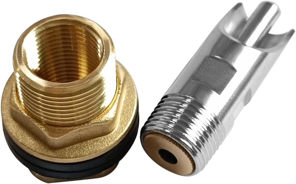 5PCS 1/2 Stainless Steel Automatic Pig Nipple Water Drinker Feeder Waterer + 5PCS 1/2 Female to 3/4 Male Brass Water Tank Connector Bulkhead Fitting Kit for Sows Piglets Drinking