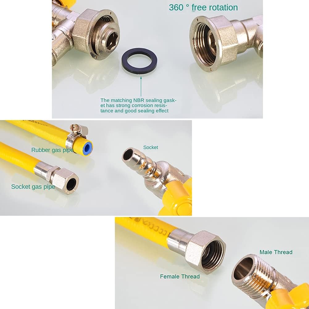 3 Way Copper Shut Off Gas Ball Valve Kit 3/8" Hose Barb T Shaped Type Union Intersection with 2 Switch Include 1 Copper Barbed Fittings 1 Rubber Gasket and 3 Clamps