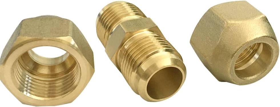 5/8" Air Conditioning Copper Pipe Extension Double Connector with Flare Nuts and Connectors Free Welding for Butt Copper Tube Diameter 5/8" 15.58mm