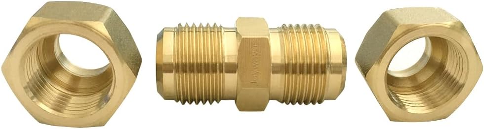 5/8" Air Conditioning Copper Pipe Extension Double Connector with Flare Nuts and Connectors Free Welding for Butt Copper Tube Diameter 5/8" 15.58mm