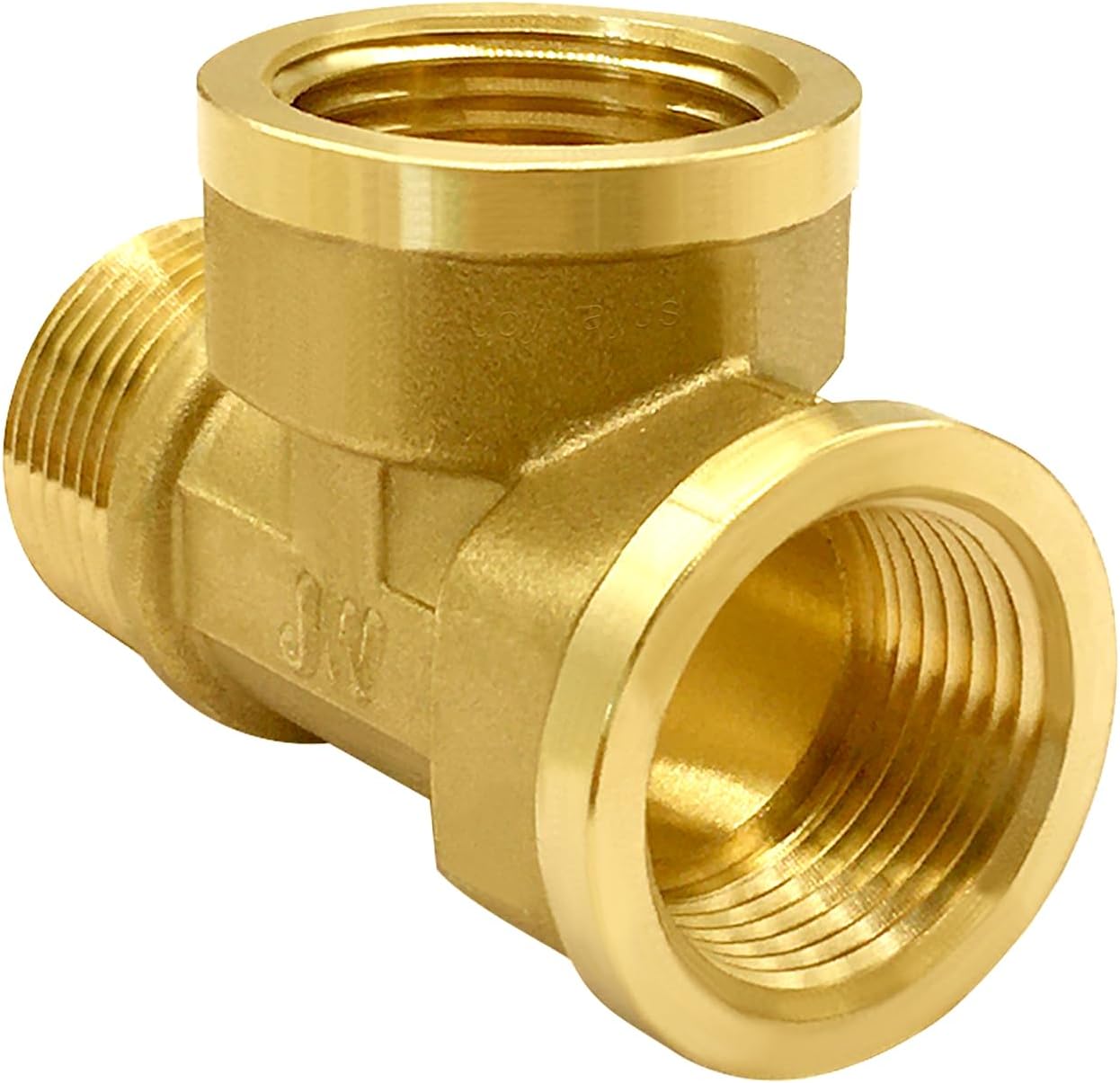 2PCS Brass Pipe Fitting Barstock Tee 3 Way NPT 3/4" Female x 3/4" Female x 3/4" Male Fitting
