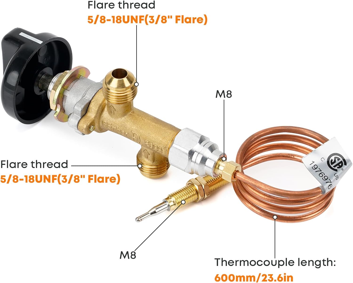Low Pressure Propane Gas Flame Failure Safety Control Valve Kit Fits for Fireplace, Fire Pit, Heater