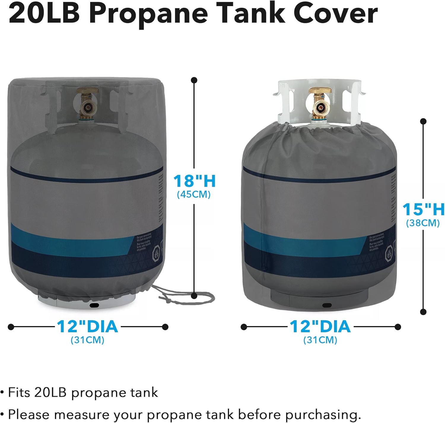 Propane Tank Cover with Side Stable Tabletop Feature for Standard 20lb Tank Cylinder, Waterproof and UV Resistant Gas Cylinder Cover