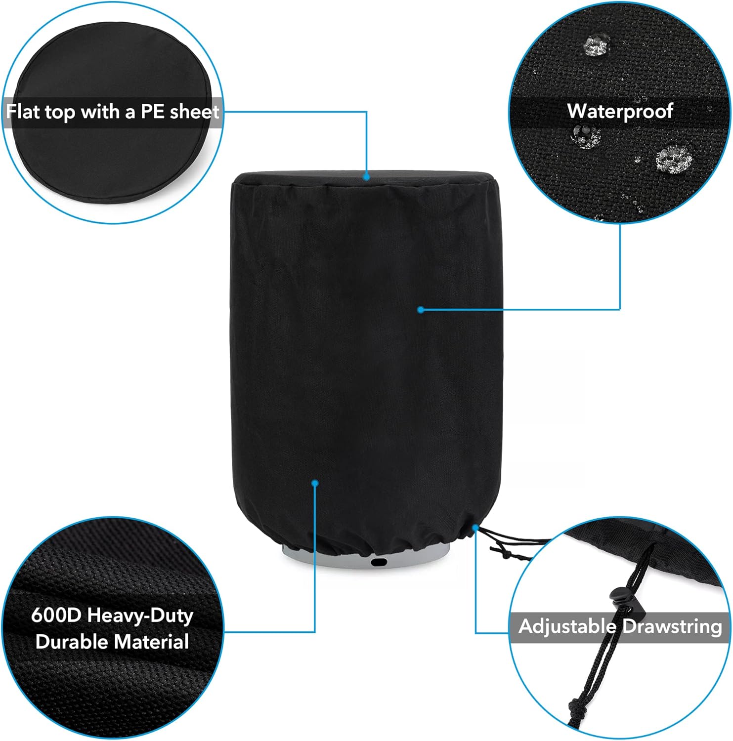 Propane Tank Cover with Side Stable Tabletop Feature for Standard 20lb Tank Cylinder, Waterproof and UV Resistant Gas Cylinder Cover