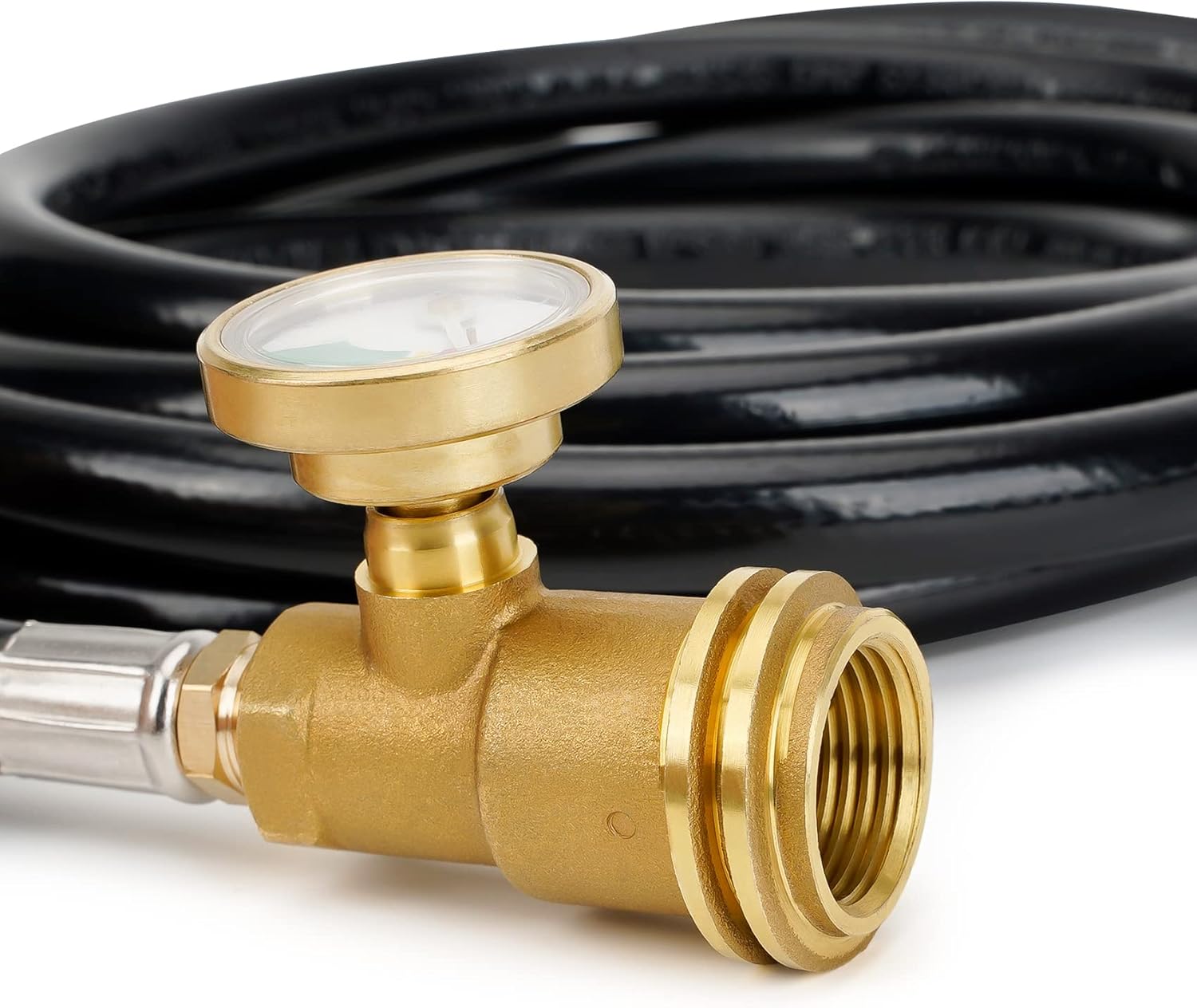 12 FT Propane Extension Hose with Gauge - Leak Detector Replacement for Propane Appliances,Standard P.O.L.